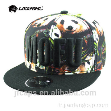 casquette plate hiphop en coton à imprimé coloré avec broderie